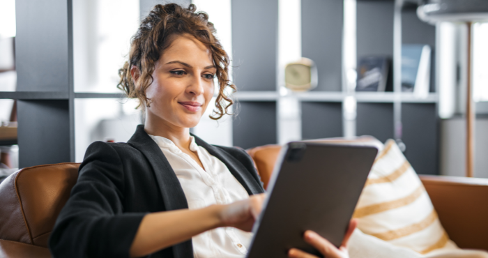 a-woman-preparing-interview-question-answer-on-tablet